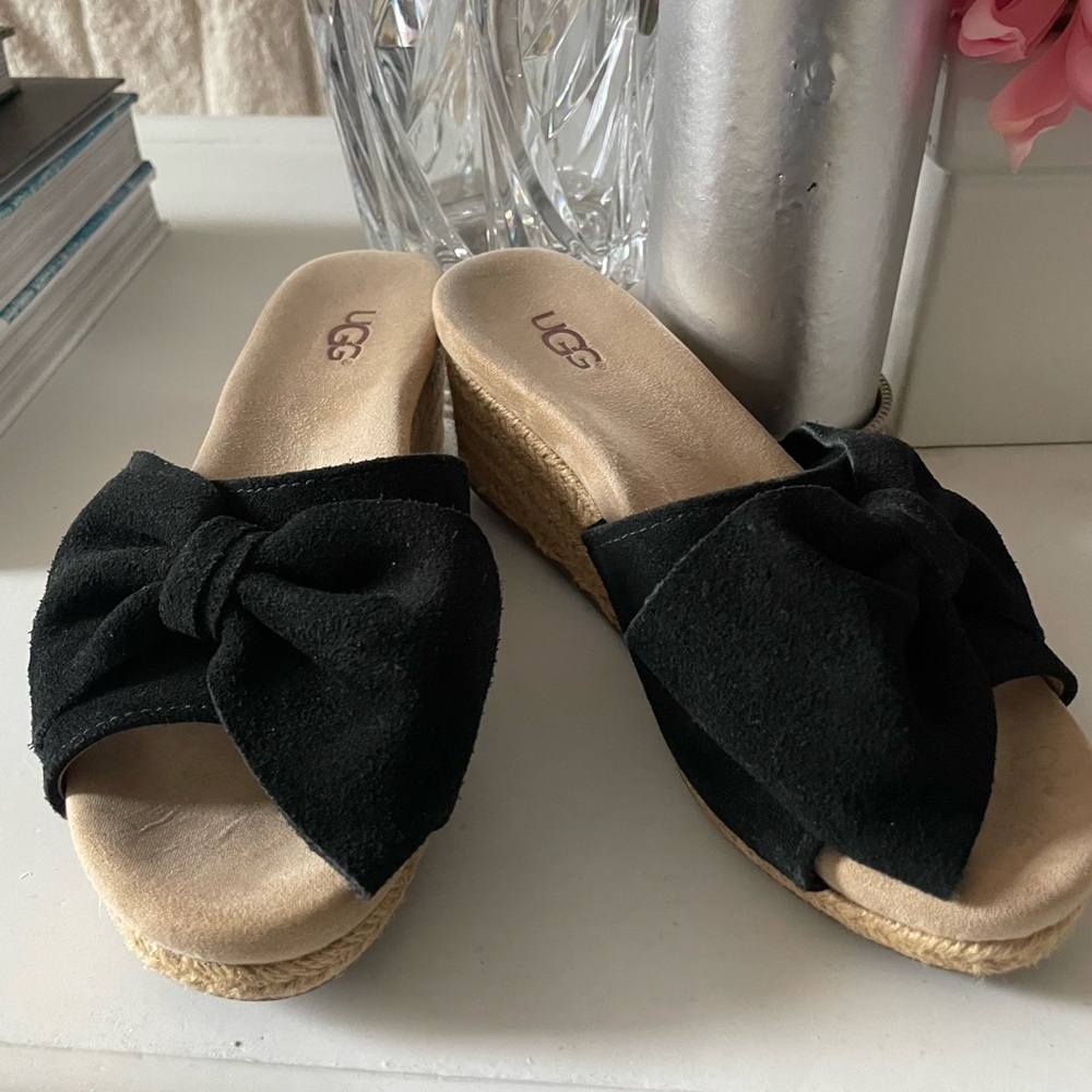 UGG Black suede leather slip ons - size 6
